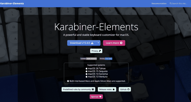 Karabiner-Elementsのトップ画面