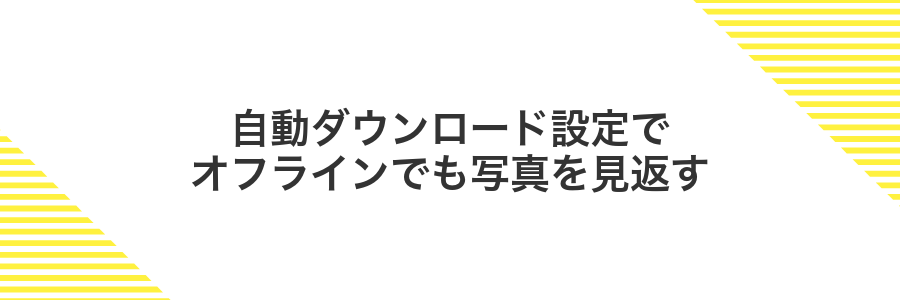 自動ダウンロード設定でオフラインでも写真を見返す