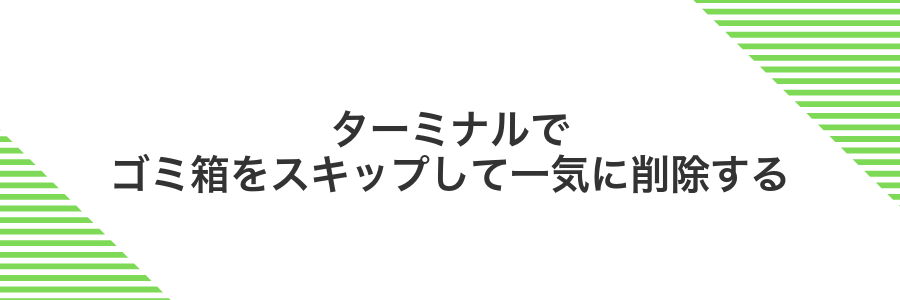 ターミナルでゴミ箱をスキップして一気に削除する