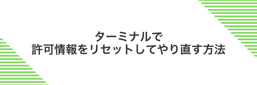 ターミナルで許可情報をリセットしてやり直す方法