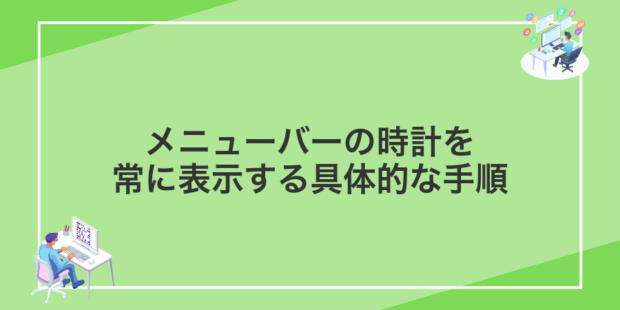 メニューバーの時計を常に表示する具体的な手順