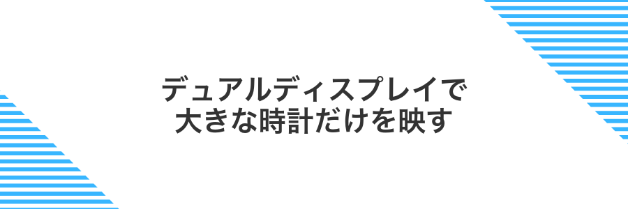 デュアルディスプレイで大きな時計だけを映す