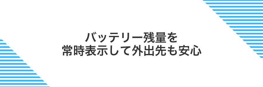 バッテリー残量を常時表示して外出先も安心
