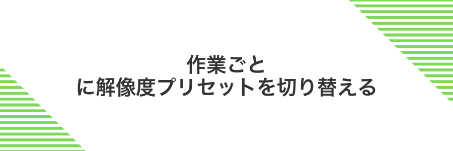 作業ごとに解像度プリセットを切り替える