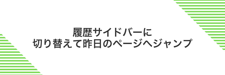 履歴サイドバーに切り替えて昨日のページへジャンプ