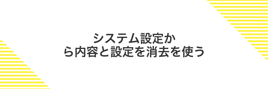システム設定から内容と設定を消去を使う