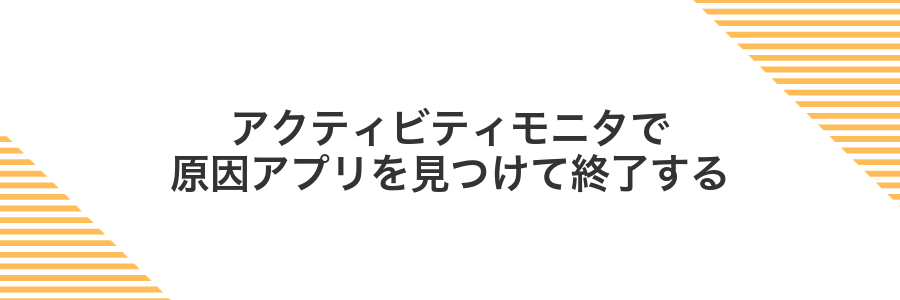 アクティビティモニタで原因アプリを見つけて終了する
