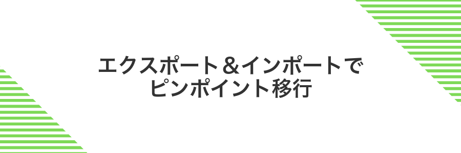 エクスポート&インポートでピンポイント移行
