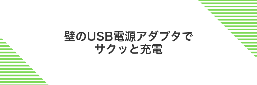壁のUSB電源アダプタでサクッと充電