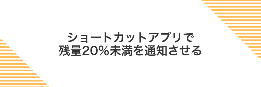 ショートカットアプリで残量20%未満を通知させる
