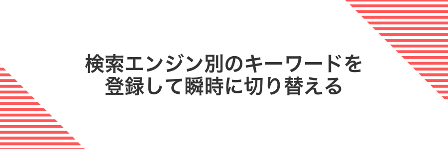 検索エンジン別のキーワードを登録して瞬時に切り替える
