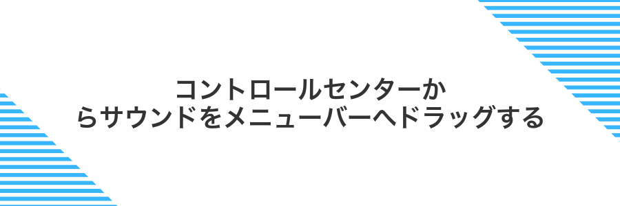 コントロールセンターからサウンドをメニューバーへドラッグする