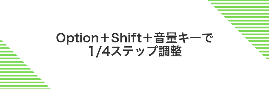 Option+Shift+音量キーで1/4ステップ調整