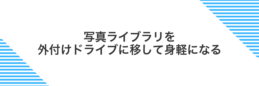 写真ライブラリを外付けドライブに移して身軽になる