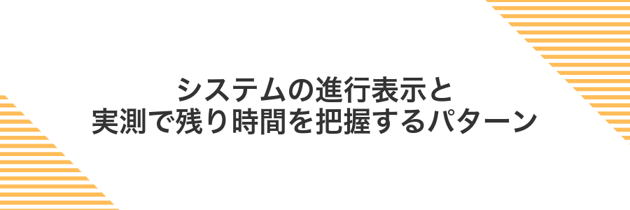 システムの進行表示と実測で残り時間を把握するパターン