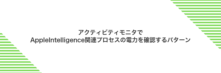 アクティビティモニタでAppleIntelligence関連プロセスの電力を確認するパターン