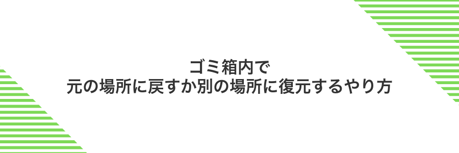 ゴミ箱内で元の場所に戻すか別の場所に復元するやり方