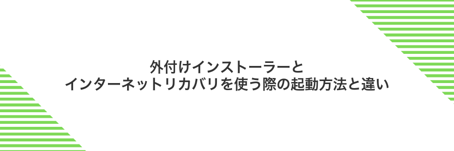 外付けインストーラーとインターネットリカバリを使う際の起動方法と違い