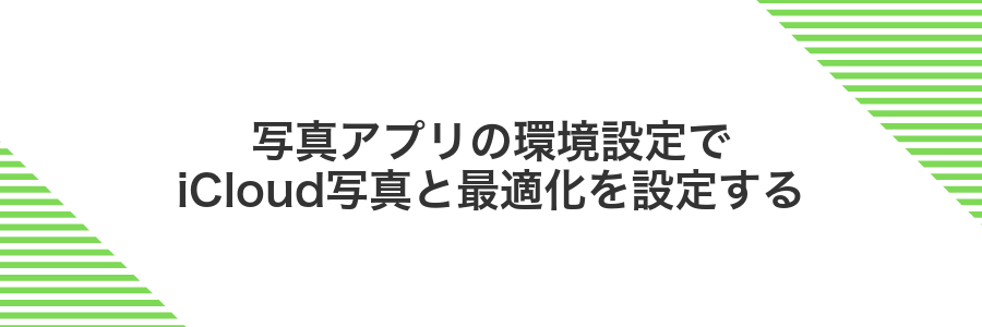 写真アプリの環境設定でiCloud写真と最適化を設定する