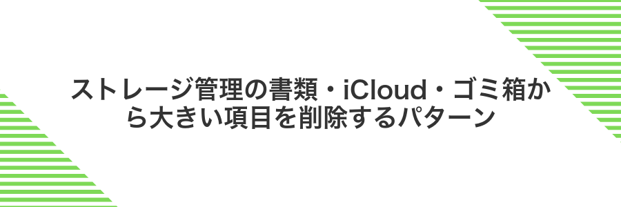 ストレージ管理の書類・iCloud・ゴミ箱から大きい項目を削除するパターン