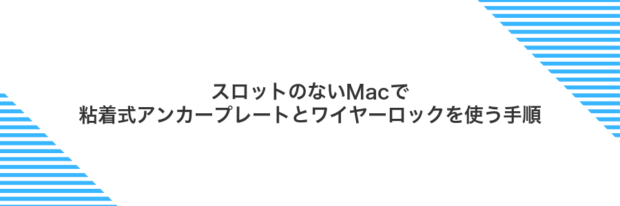 スロットのないMacで粘着式アンカープレートとワイヤーロックを使う手順
