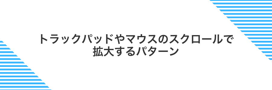 トラックパッドやマウスのスクロールで拡大するパターン