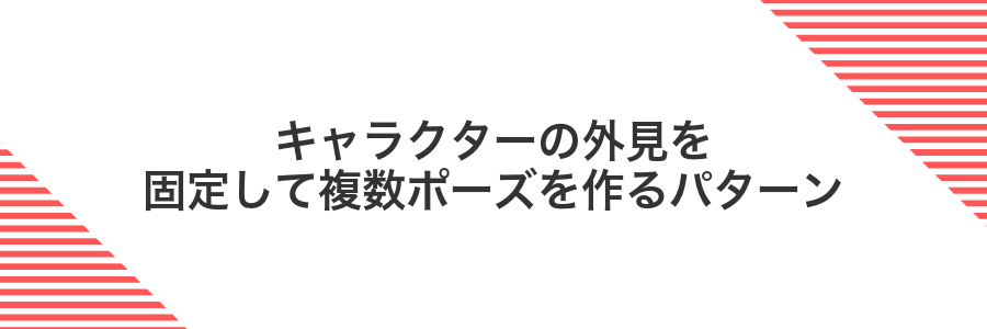 キャラクターの外見を固定して複数ポーズを作るパターン