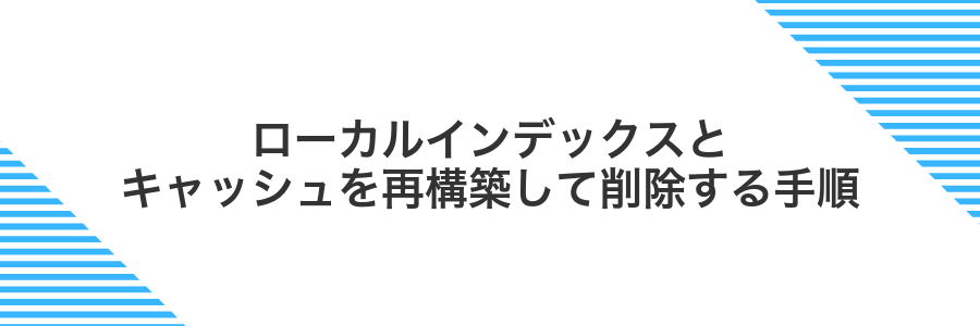 ローカルインデックスとキャッシュを再構築して削除する手順