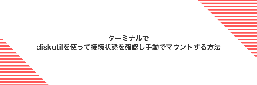ターミナルでdiskutilを使って接続状態を確認し手動でマウントする方法