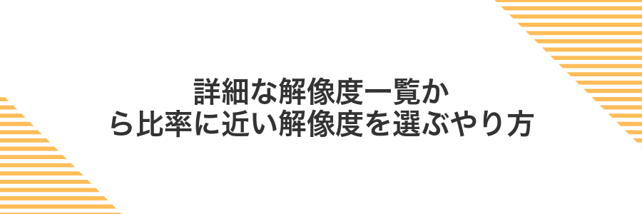 詳細な解像度一覧から比率に近い解像度を選ぶやり方