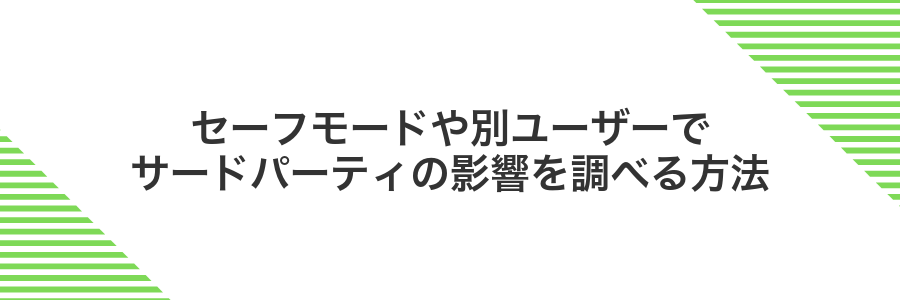 セーフモードや別ユーザーでサードパーティの影響を調べる方法
