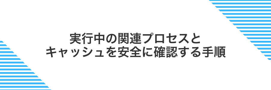 実行中の関連プロセスとキャッシュを安全に確認する手順