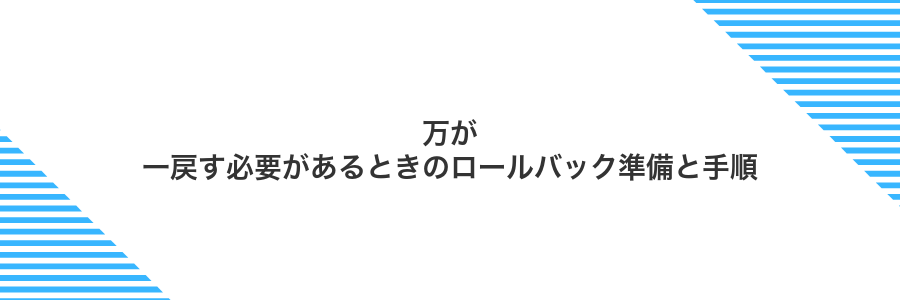 万が一戻す必要があるときのロールバック準備と手順