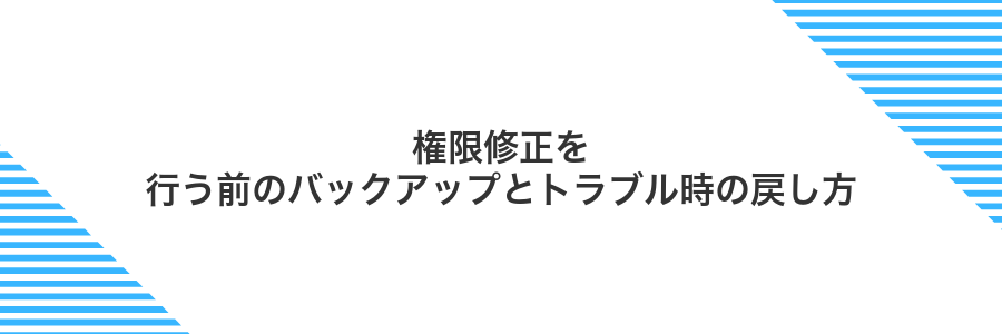 権限修正を行う前のバックアップとトラブル時の戻し方